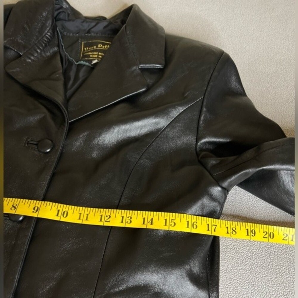 Vera Pelle Italian Black Leather Jacket Size 44/12 - Picture 4 of 16